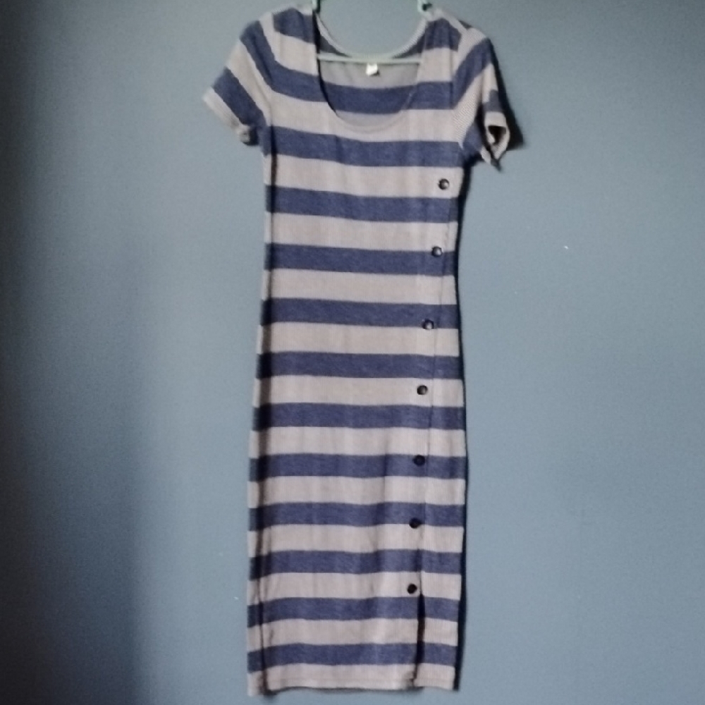 BP By Nordstrom Blue & Cream Maxi Dress, XXS